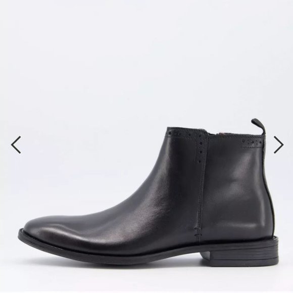 Silver Street Leather Boots Men's Size 8 Wide Fit Black Flat Brogue Style NEW - Picture 6 of 14